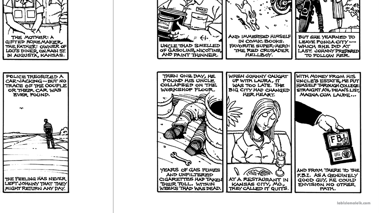 Comic strip close-up of Agent Myer's biography