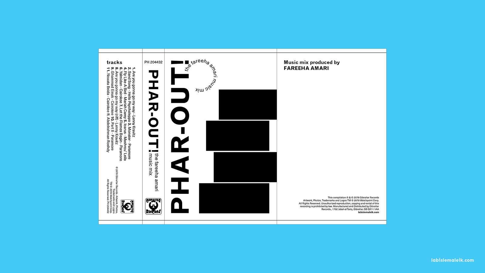 Black and white typographic layout exploration for the Casette j-card