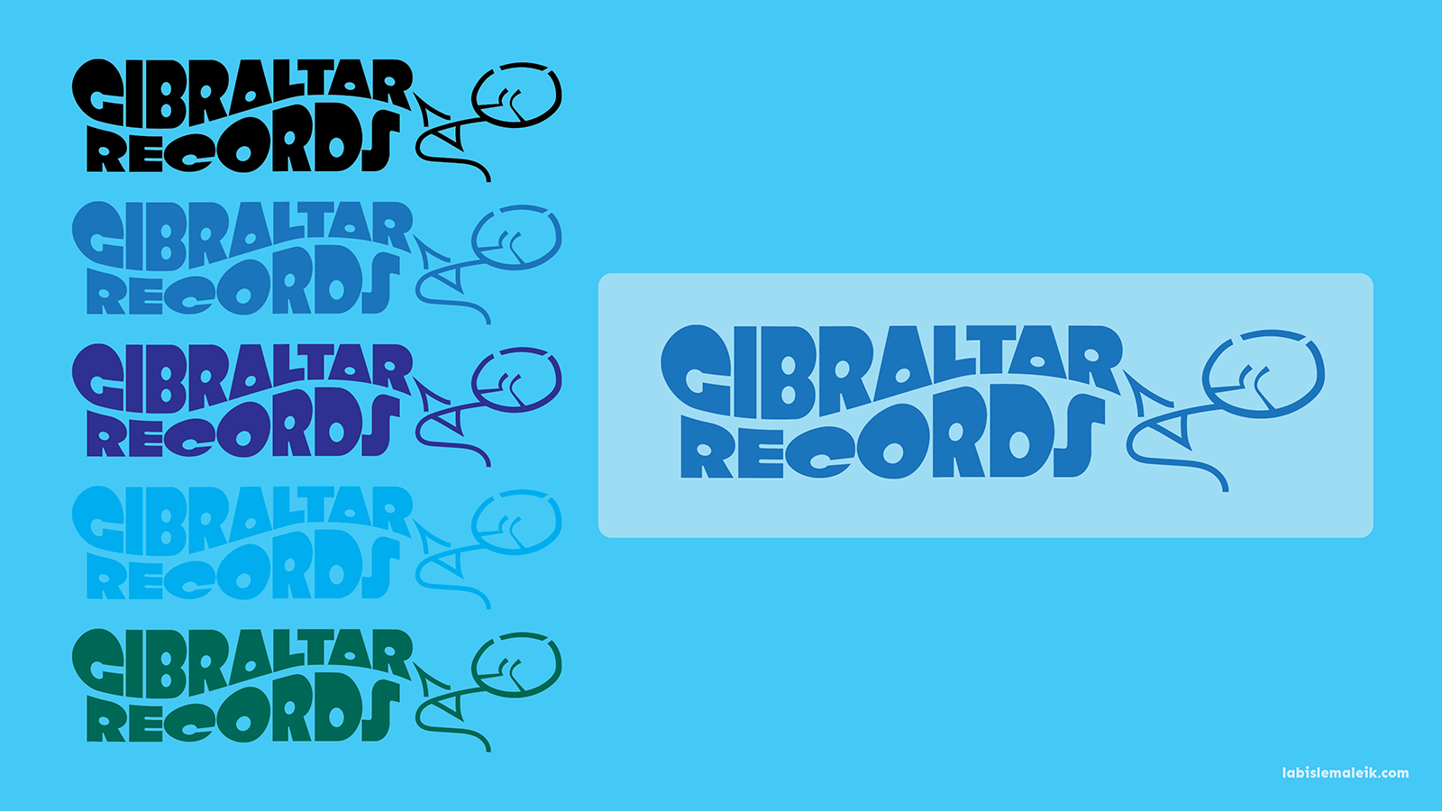 Color explorations for the horizontal Gibraltar Records logo