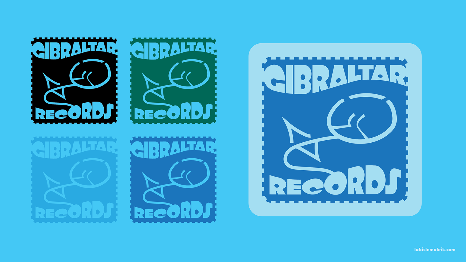 Color explorations for the square stamp Gibraltar Records logo